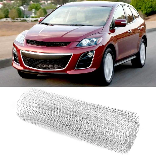 Vista 4 de 39.4x13in Universal Aluminum Vehicle Grille Net Mesh Grill Modification Silver