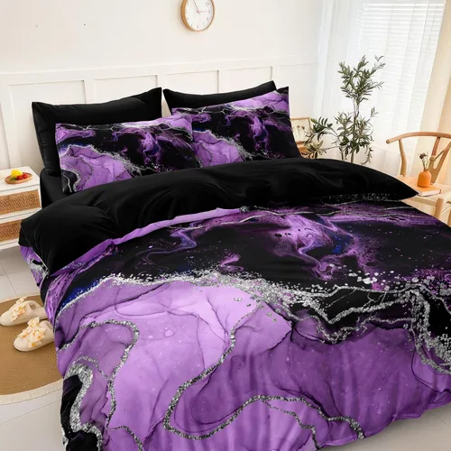 Vista 20 de Juego de edredón de sol y luna negro, juego de ropa de cama boho, ropa de cama de galaxia celestial y espacio estrellado, edredón mandala exótico