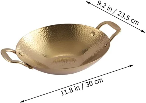 Vista 7 de Olla seca de acero inoxidable con doble asa para el hogar, olla caliente estilo coreano para cocinar y utensilios de cocina portátiles para uso
