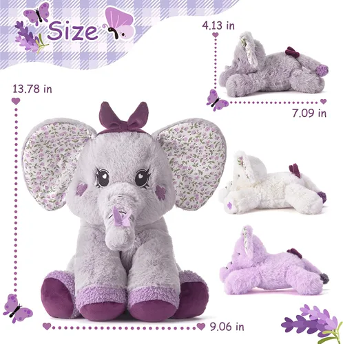 Vista 5 de Elefante mamá de peluche de animal de peluche mamá y bebé, lindo juego familiar pequeño de 13 pulgadas con mini bebés, regalos para niños