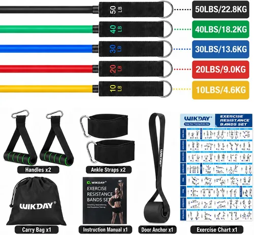 Vista 2 de WIKDAY Resistance Bands with Handles for Exercise,beginners Color de 150 libras