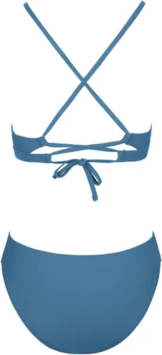Vista 5 de CUPSHE - Conjunto de bikini de dos piezas para mujer traje de baño con cuello en V, bajo con diseño cruzado, tirantes delgados y atadura trasera