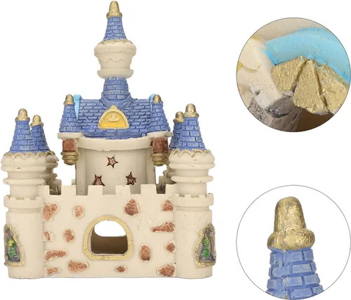 Vista 8 de Zerodis Decoración de castillo de resina para acuario, decoración de castillo de peces, decoración de castillo de resina, cueva, decoración de peces