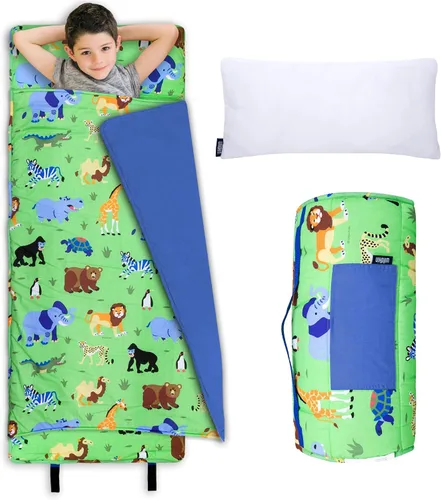 Vista 9 de Wildkin Kids Nap Mat with Pillow for Boys & Girls – Soft & Cozy Toddler Sleep Mat for Daycare, Preschool, Kindergarten & Travel, Ages 3–7, Machine