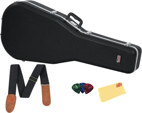 Vista 10 de Gator Hard-Shell Wood Case GWE-DREAD12 for Dreadnought Acoustic Guitars - Bundle with Picks, Strap, and Austin Bazaar Polishing Cloth