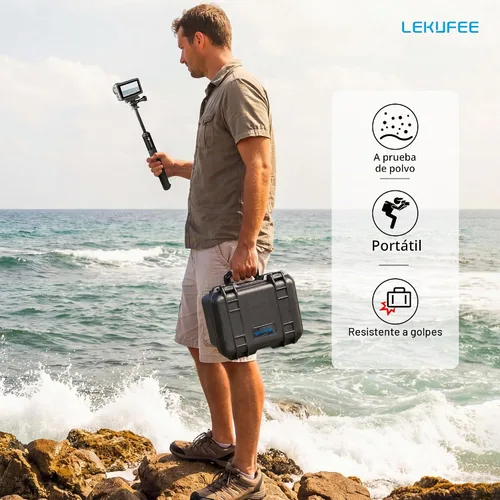 Vista 8 de Lekufee Funda rígida impermeable para DJI Osmo Action 6, Osmo Action 5 Pro/4/3, combo de aventura, combo estándar y más accesorios (solo funda)