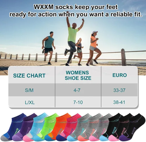 Vista 2 de WXXM Womens Athletic Ankle No Show Running Socks Cushioned Compression Arch Support Moisture Wicking Socks 12 Pairs