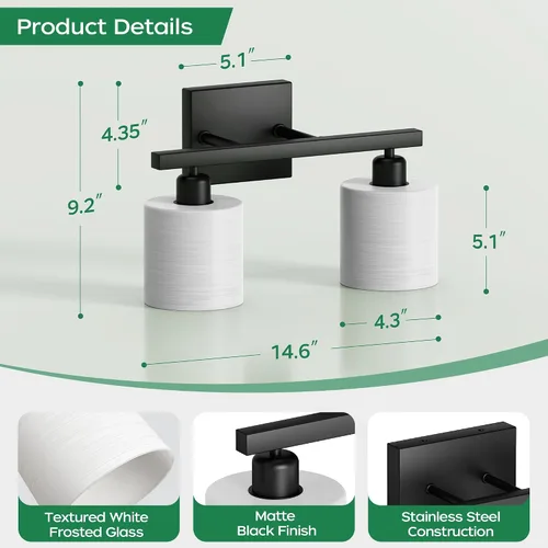 Vista 3 de Accesorios de iluminación de baño, accesorios de iluminación de baño sobre espejo, luces de tocador clásicas de interior, luz de tocador moderna