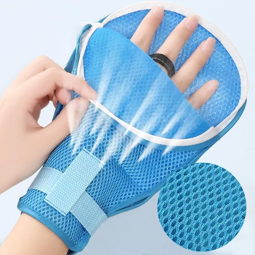 Vista 4 de Restricciones de manos para pacientes ancianos con demencia, guantes de retención para demencia, producto para ancianos, guantes médicos, guantes