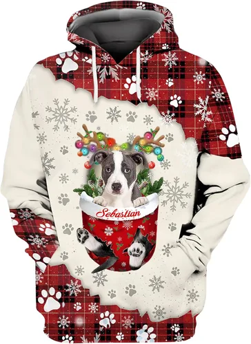 Vista 24 de Sudadera con capucha 3D personalizada para perro, diseño de perro con nombre personalizado, sudadera con capucha de perro de amor, camisa de perro