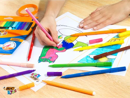 Vista 3 de Bic Bolígrafos para colorear Visa para niños, color negro (caja de 24)
