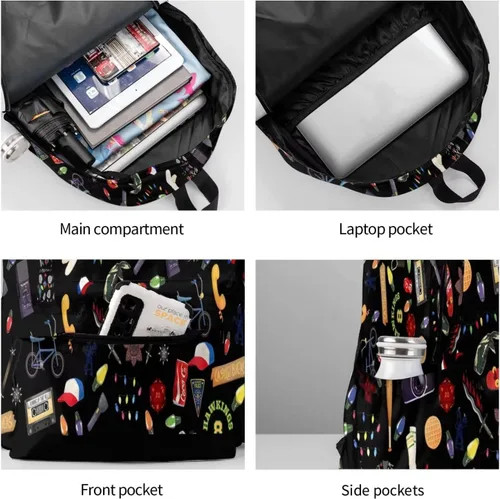 Vista 6 de Oiwizxi Mochila de dibujos animados de película con caja de almuerzo 3 para hombres y mujeres, A, Dibujos animados, deportes