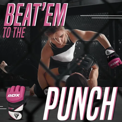 Vista 4 de RDX Guantes de MMA para mujer Grappling Artes Marciales Sparring Saco de boxeo Jaula Lucha Maya Hide Mitones de cuero Combate Training