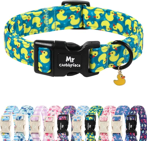 Vista 23 de MR.CHUBBYFACE· Collar de perro de San Valentín azul, lindo collar de cachorro con lazo azul, collar ajustable de algodón para mascotas con hebilla