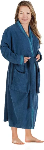 Vista 4 de Superior Tinsel Unisex Turkish Cotton Terry Kimono Bathrobe with Embroidery, All-Season Robe