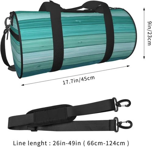 Vista 2 de Large Duffle Bag for Travel - Retro Cyan Wood Grain B Print Gym Bag for Women Men, Travel Foldable Bags for Women Men with Zippered Multiple Pockets