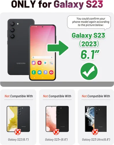 Vista 2 de OCASE Funda tipo cartera compatible con Galaxy S23 5G, de piel sintética Negro