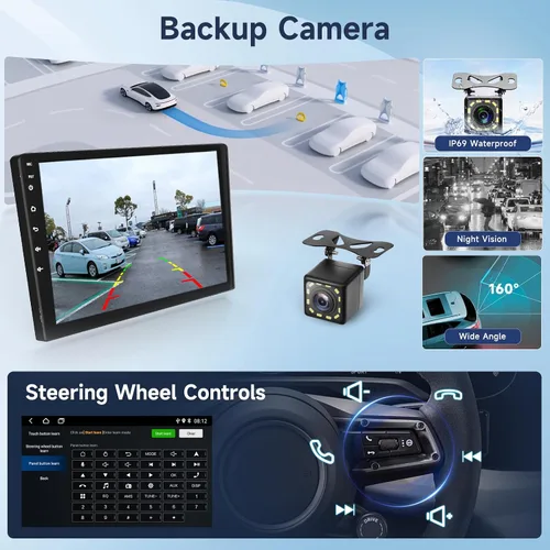 Vista 10 de Radio de coche Android de 10.1 pulgadas con Bluetooth, enlace de espejo, radio Hodozzy de doble DIN con pantalla táctil para automóvil