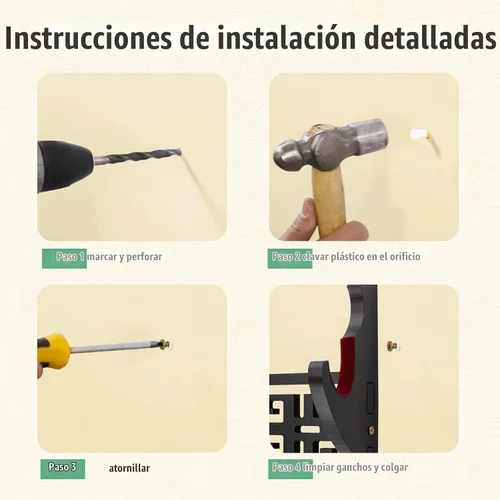 Vista 5 de Soporte de pared para espada Ekkhysis Kylin de 1 nivel con acolchado de terciopelo y gancho, soporte para katana para espada Tanto de samurái