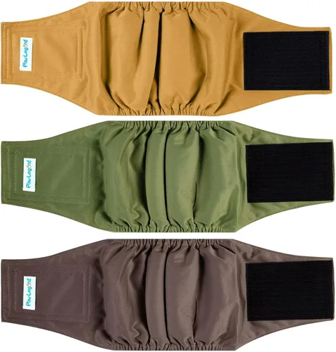 Vista 18 de Paw Legend - Pañales lavables para perro macho (3 unidades), XS, Ejército, Gris, Marina