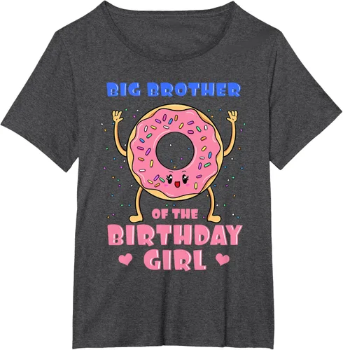 Vista 31 de Big Brother Of The Birthday Girl Donut Bday Party Bro Sib Camiseta, Negro, S