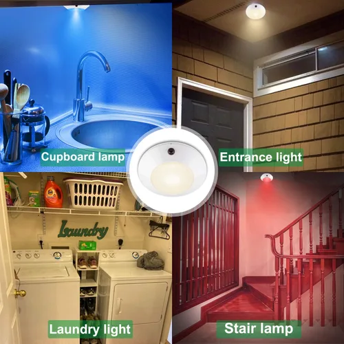 Vista 4 de BIGLIGHT Luz de techo que cambia de color, funciona con pilas, luz de ducha regulable con temporizador, luz de disco inalámbrica para interiores