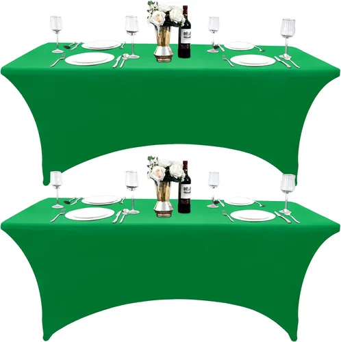 Vista 28 de Paquete de 2 Cubiertas de Mesa de Spandex de 4 pies para Mesas Plegables Rectangulares - Manteles Elásticos Ajustados Resistentes a las Arrugas