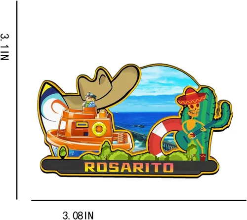 Vista 3 de Rosarito México - Imán para nevera con imán de madera 3D, monumentos coleccionables para viajes, decoración hecha a mano -2055