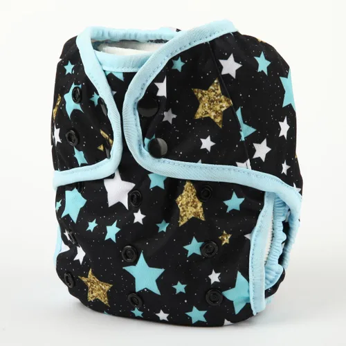 Vista 2 de Pañal de tela para bebé, pañal, talla única, 8 libras a 36 libras para niños (estrellas)