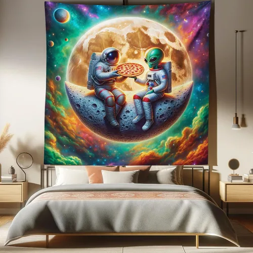 Vista 152 de Ambesonne Tapiz Trippy, vista panorámica de la cascada con bosques de ensueño y mandala oriental psicodélico, decoración de tela para colgar