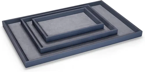 Vista 8 de Oirlv Organizador plano de cuero de alta calidad para exhibición de joyas, bandeja para catchall y valet para mesita de noche o aparador (pequeño)
