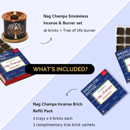 Vista 2 de Nag Champa - Ladrillos de incienso (ladrillos de 5 x 9 pulgadas) y quemador de incienso exótico del árbol de la vida por Aromafume Fabricado