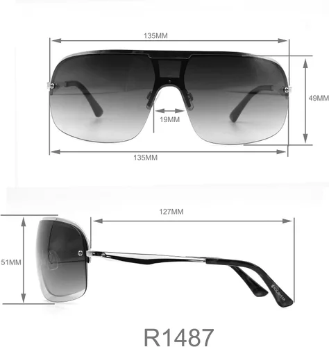 Vista 5 de Rocawear R1487 Mod Uv Protective Rectangular Metal Vented Shield Sunglasses. Gifts for Men with Flair, 135 Mm