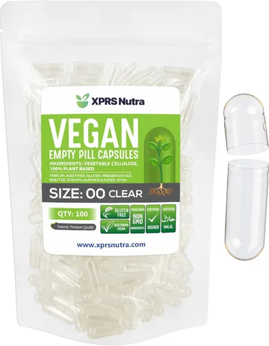 Vista 23 de XPRS Nutra Cápsulas vacías de tamaño 00 – 100 cápsulas veganas vacías – Pastillas vacías vegetarianas – Relleno de cápsulas vegetales DIY