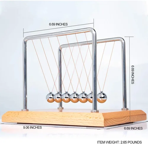 Vista 3 de CERROPI Péndulo de Newton, bolas de equilibrio con 7 bolas, péndulo clásico de Newton, juguete científico de física Juguetes y accesorios