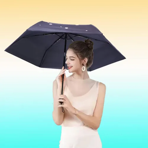 Vista 7 de NOOFORMER Mini paraguas automático de viaje antirrebote para sol y lluvia, compacto, ligero, pequeño, cierre automático, plegable, con 95%