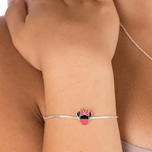 Vista 2 de Disney Mickey and Minnie Mouse Lariat Bracelet, Sterling Silver