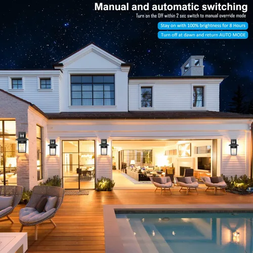Vista 6 de Luces exteriores con sensor de movimiento para montaje en pared, lámpara exterior de anochecer a amanecer, aluminio impermeable antioxidante, luz