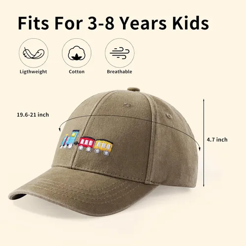 Vista 4 de Lindas gorras de béisbol bordadas para niños y niñas, de algodón lavado, ajustable, estilo vintage, snapback, para niños y niñas, de 3 a 8 años