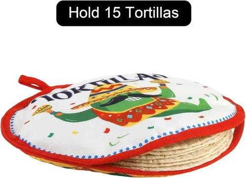 Vista 4 de Coloch Paquete de 3 bolsas calentadoras de tortillas, soporte aislante de 12 pulgadas para calentar tacos, mantiene el calor para tortillas