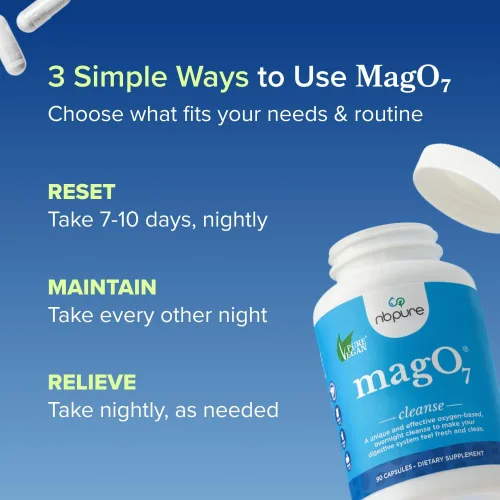 Vista 3 de nbpure MagO7 - Polvo natural de limpieza y desintoxicación de colon – Alivio ocasional del estreñimiento, suavizante de heces y apoyo de hinchazón