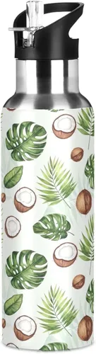 Vista 8 de Watercolor Tropical Leaves Stainless Steel Vacuum Insulated Water Bottle 20 Oz Leakproof Water Bottles, BPA-Free Sport Water Bottle Insulated