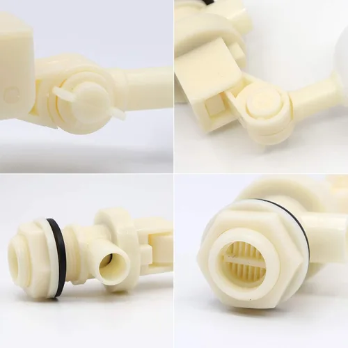 Vista 6 de Válvula de flotador de 3/4 pulgadas, paquete de 2 válvulas de bola de flotador de agua con brazo ajustable y filtro para fuente, canal de agua