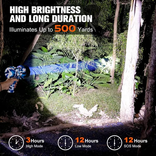 Vista 9 de XINXI Foco recargable, linterna de alta potencia de 2,000,000 lúmenes, luz de búsqueda de mano impermeable IP67, con largo tiempo de funcionamiento