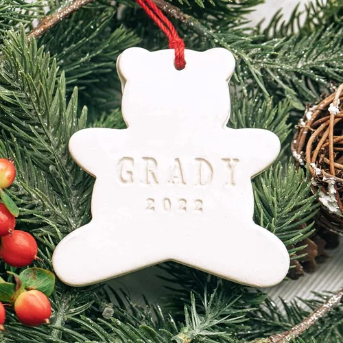 Vista 2 de Teddy Bear Christmas Ornament with Name, Personalized Bear Ornament, First Christmas Ornament 2025, Baby Ornament, Child Ornament