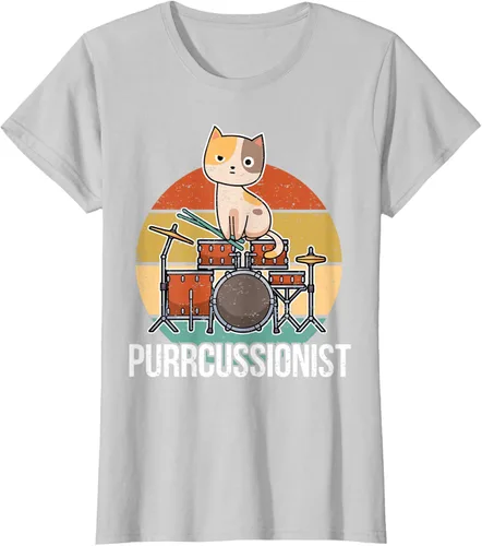 Vista 25 de Funny Percussion Drummer Drumming Drums Saying I Kitten Cat Camiseta, Negro, S