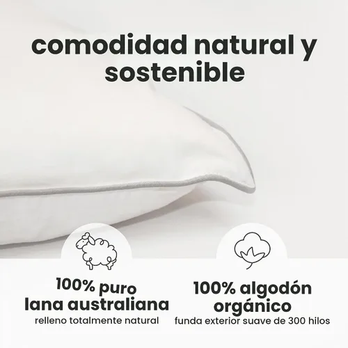 Vista 2 de Woolino Almohada para niños pequeños, almohada de dormir de lana 100 % transpirable de primera calidad y funda de algodón, tamaño de viaje