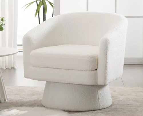 Vista 12 de Shunzhi Silla giratoria moderna, lino beige Sábanas beige