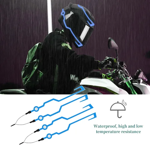 Vista 8 de Kit de luces para casco de motocicleta, luz LED impermeable de 3 modos, luz nocturna para casco de motocicleta, bicicleta, color azul