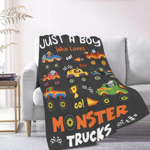Vista 9 de Manta de bebé con texto en inglés «Just A Boy Who Loves Trucks» para niños y niñas, manta súper suave para envolver al recién nacido, acogedora